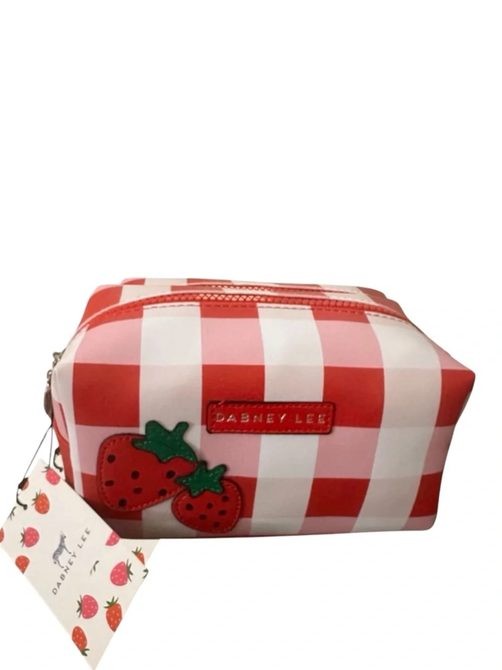 Dabney‎ Lee Strawberry Red & Pink Plaid Bag New | Cosmetic & Makeup Bag